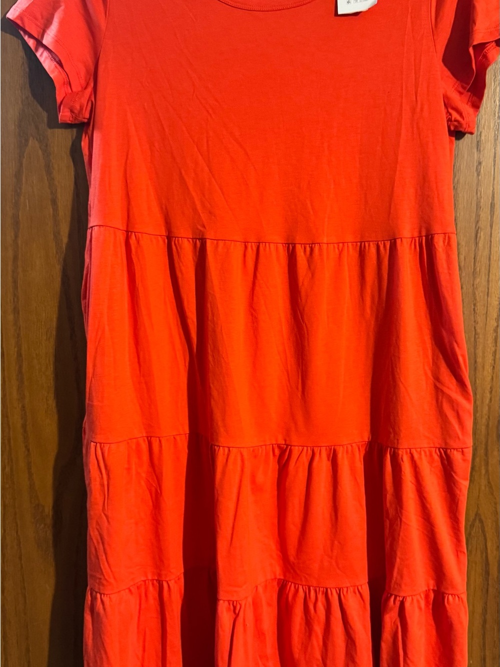 Time and Tru Bright Orange Tiered Maxi Dress